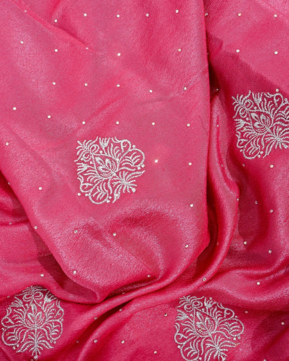Pink Silk Embroidery Saree - Shop Vastram