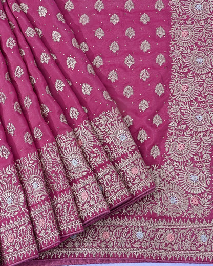Pink Silk Embroidery Saree - Shop Vastram