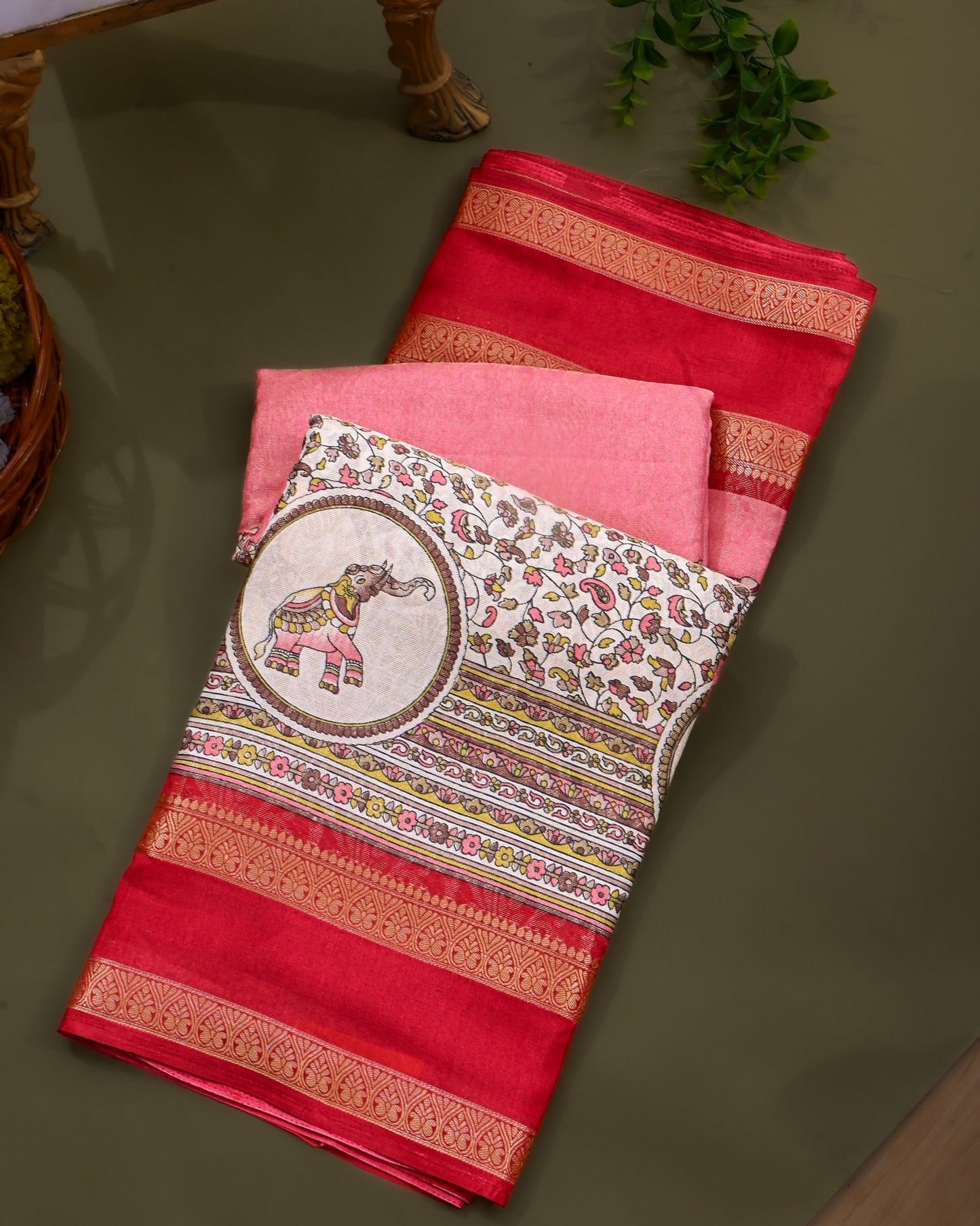 Pink Silk Printed Saree - Shop Vastram