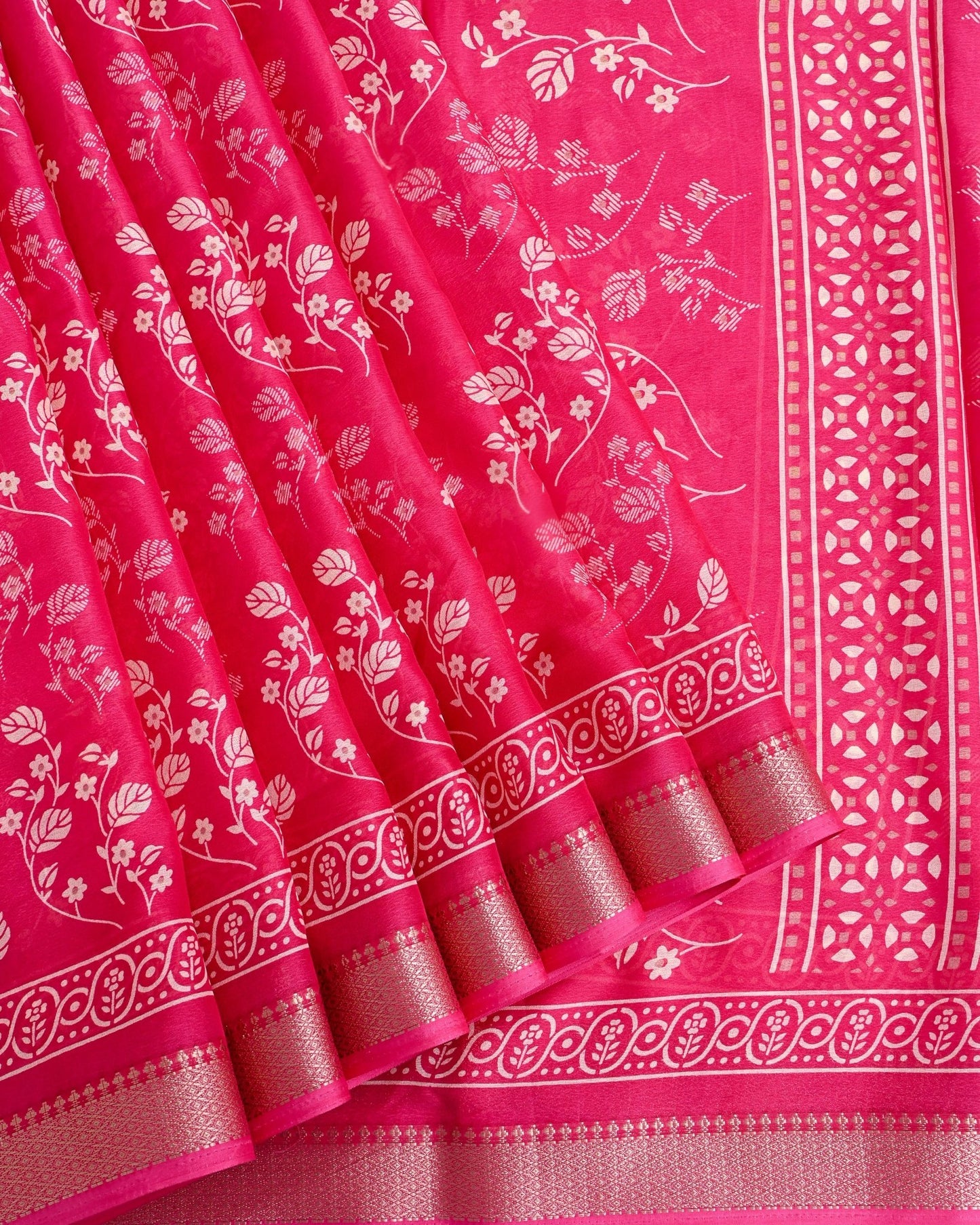 Pink Silk Printed Saree - Shop Vastram