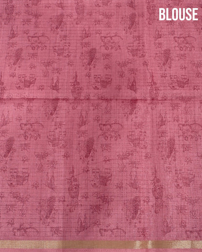 Pink Silk Printed Saree - Shop Vastram