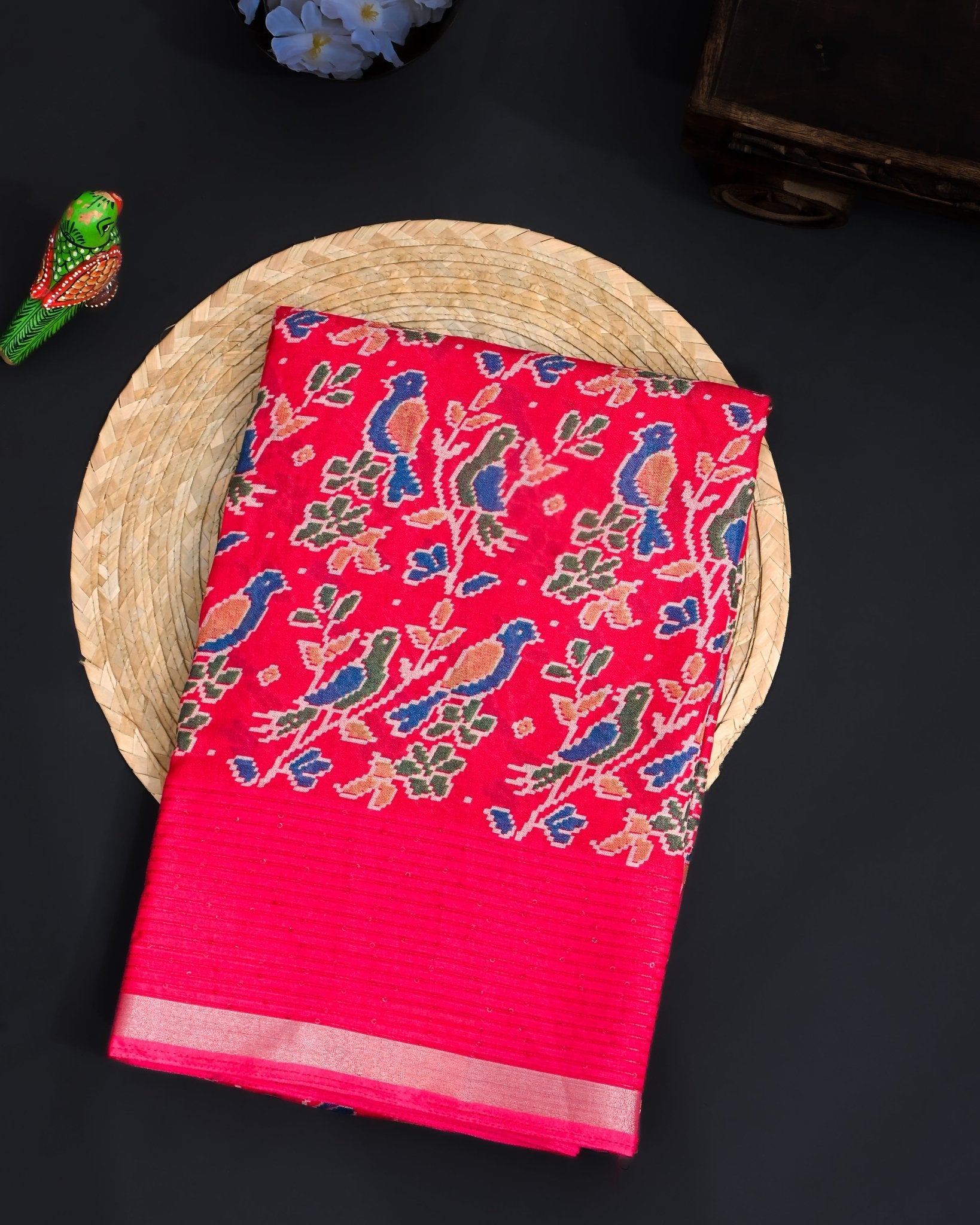 Pink Silk Printed Saree - Shop Vastram