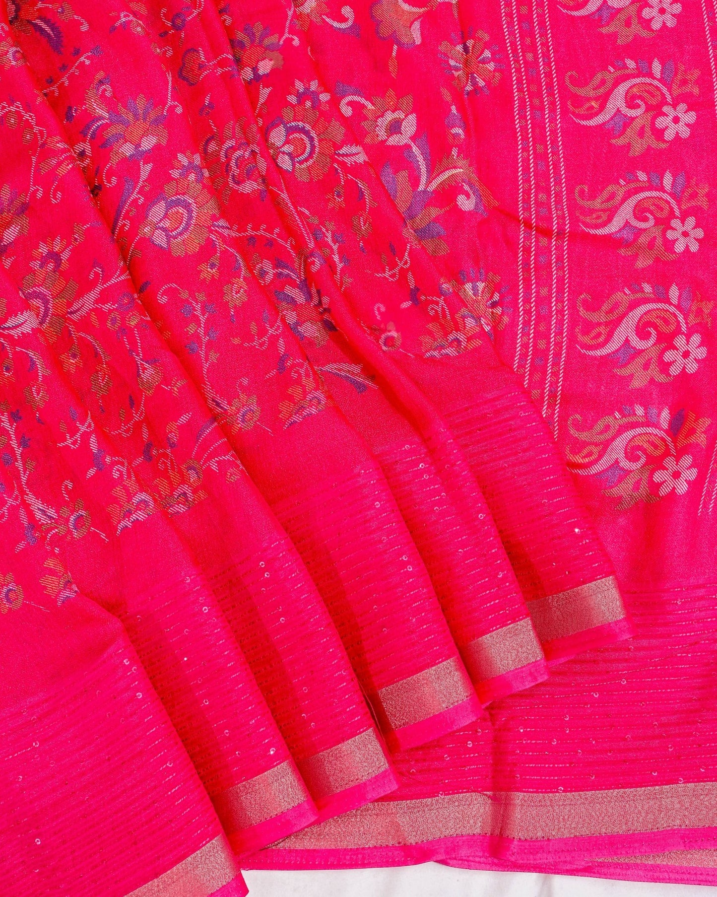 Pink Silk Printed Saree - Shop Vastram
