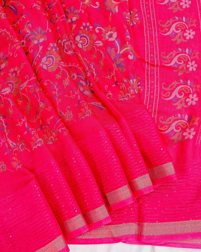 Pink Silk Printed Saree - Shop Vastram