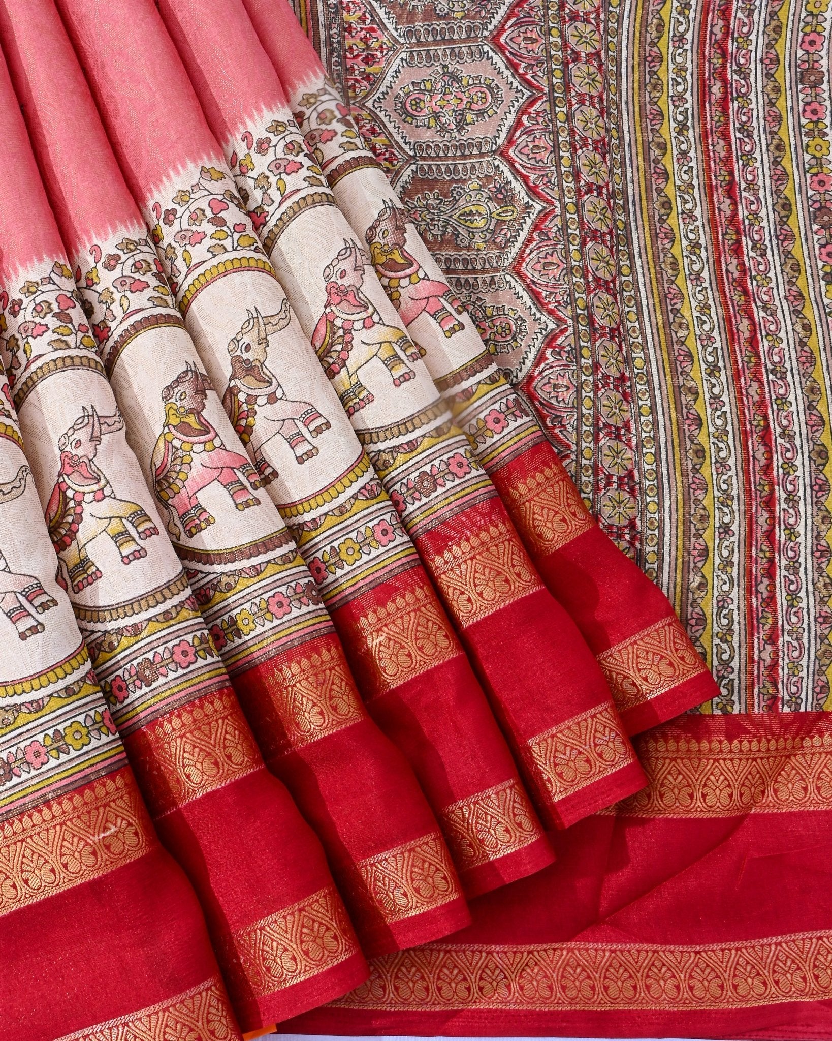 Pink Silk Printed Saree - Shop Vastram