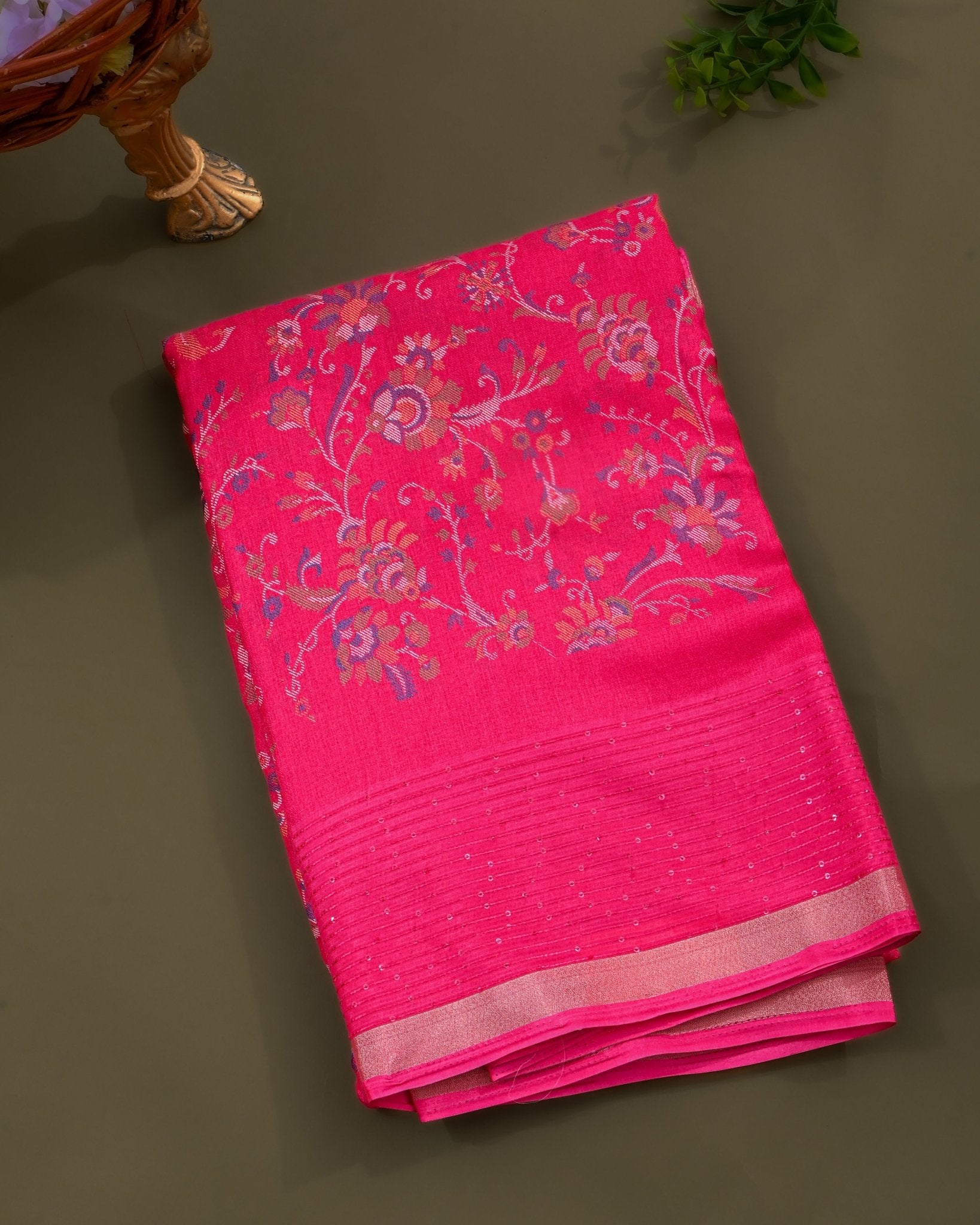 Pink Silk Printed Saree - Shop Vastram