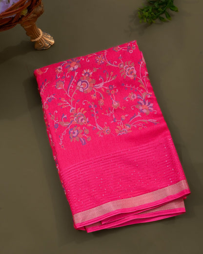 Pink Silk Printed Saree - Shop Vastram