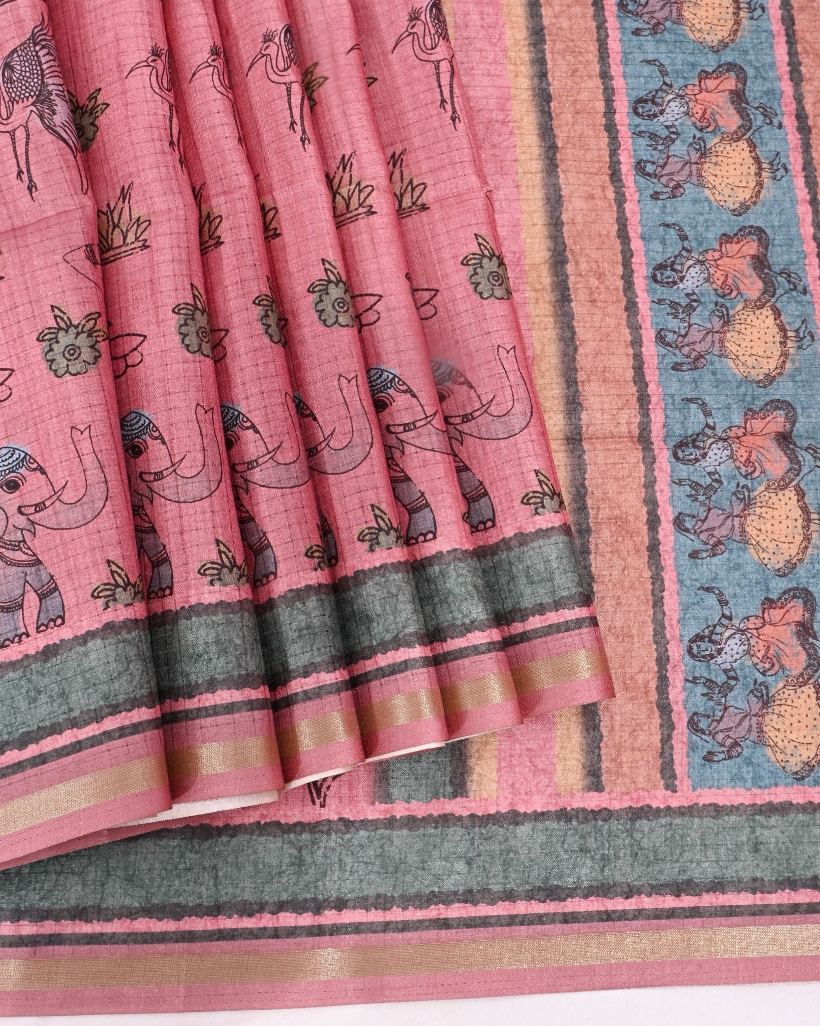 Pink Silk Printed Saree - Shop Vastram