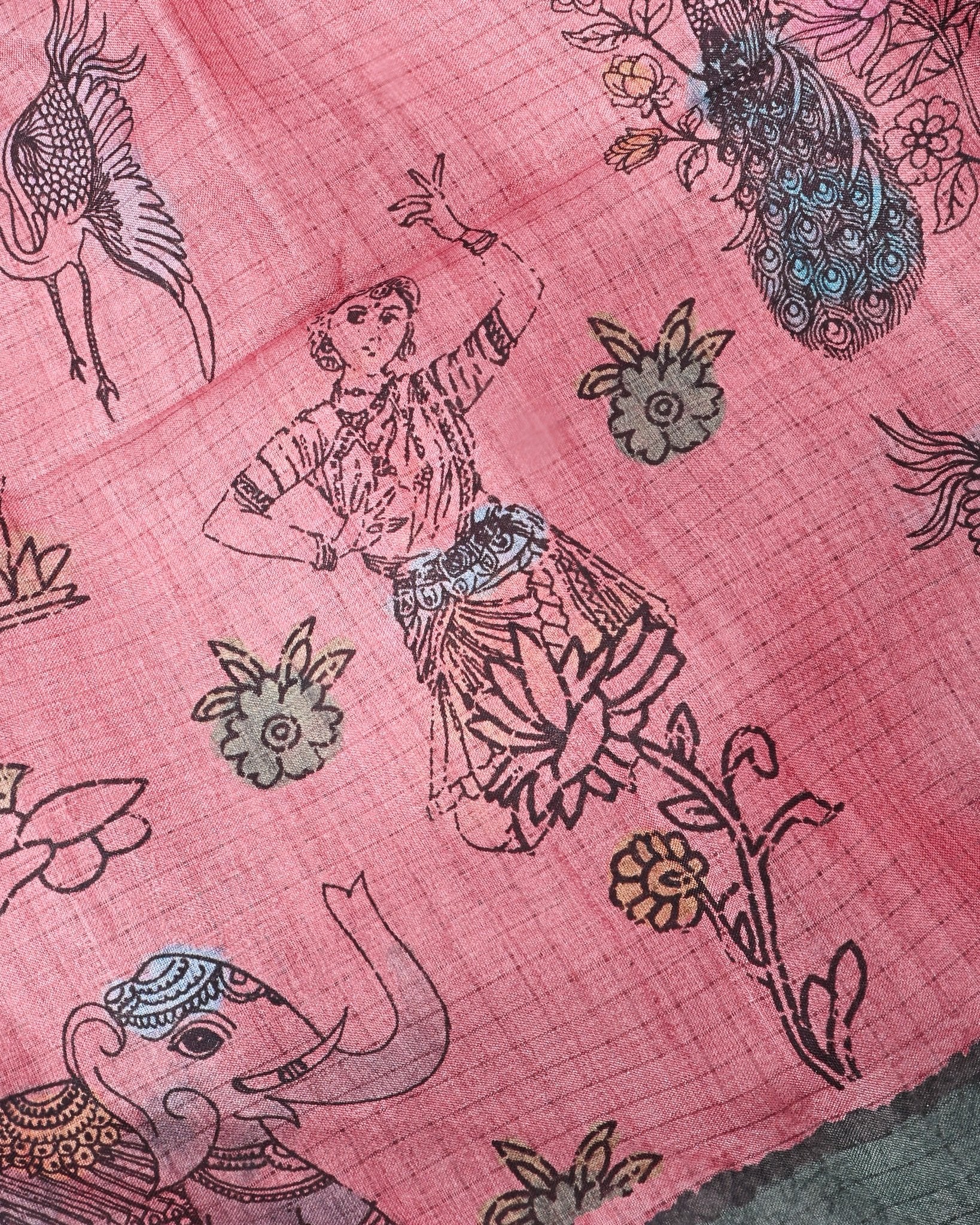 Pink Silk Printed Saree - Shop Vastram