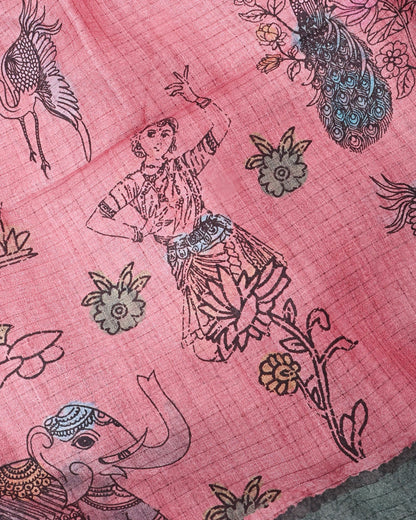 Pink Silk Printed Saree - Shop Vastram