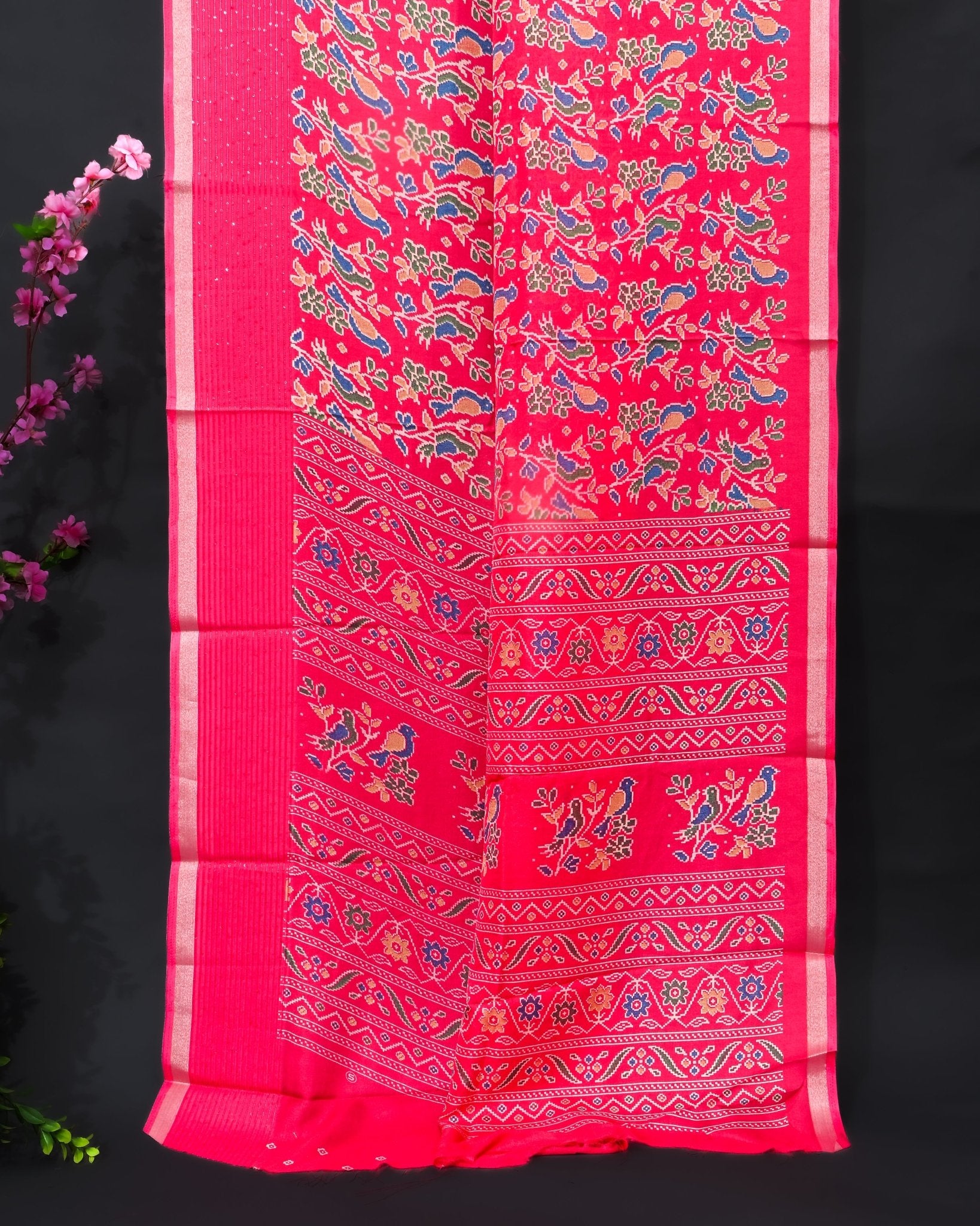 Pink Silk Printed Saree - Shop Vastram