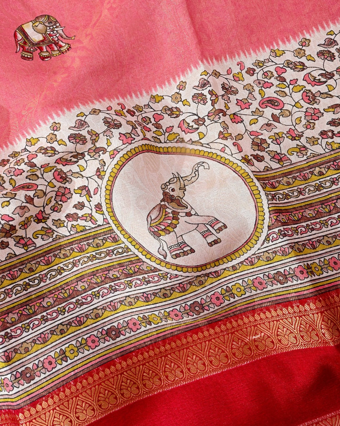 Pink Silk Printed Saree - Shop Vastram