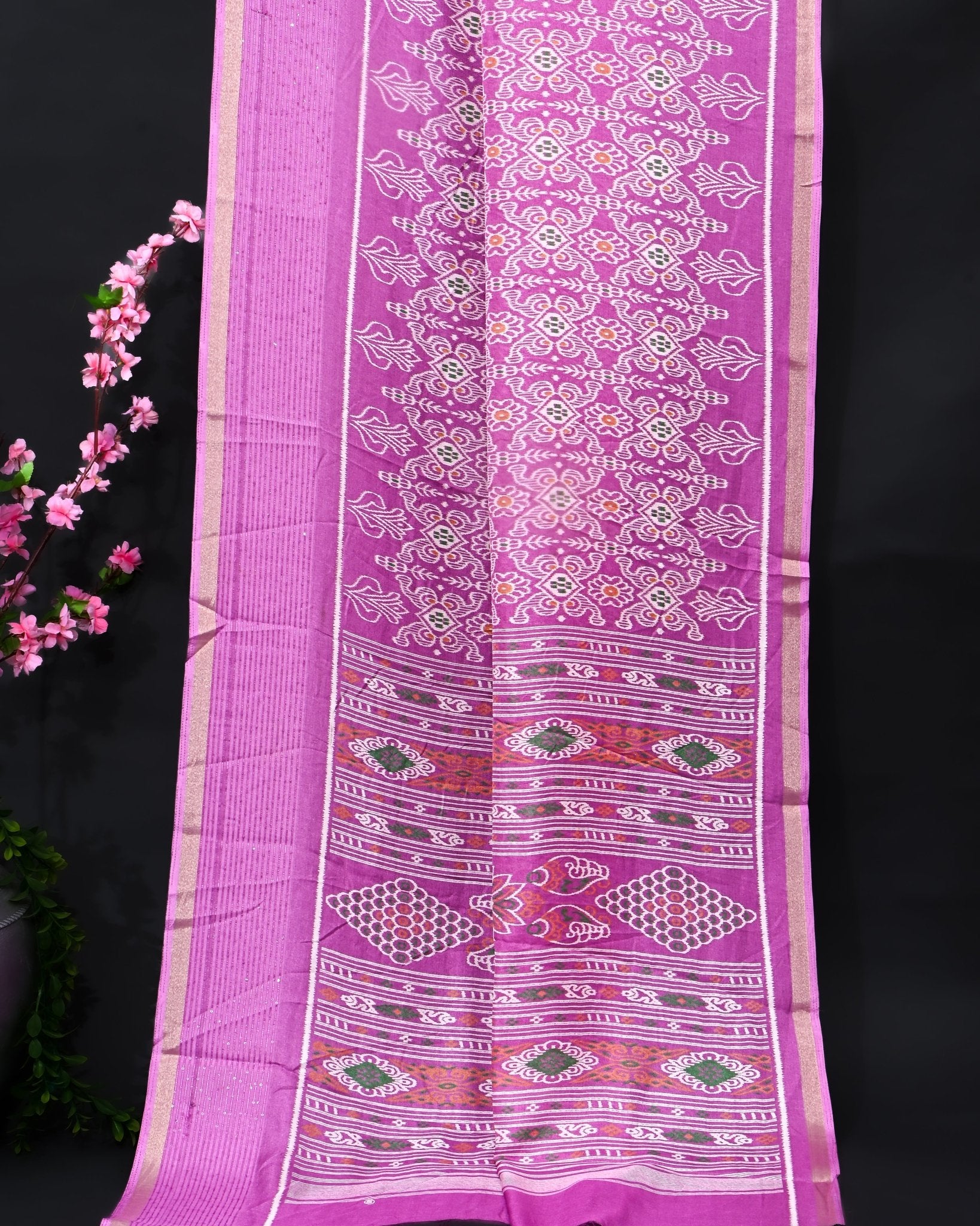 Pink Silk Printed Saree - Shop Vastram