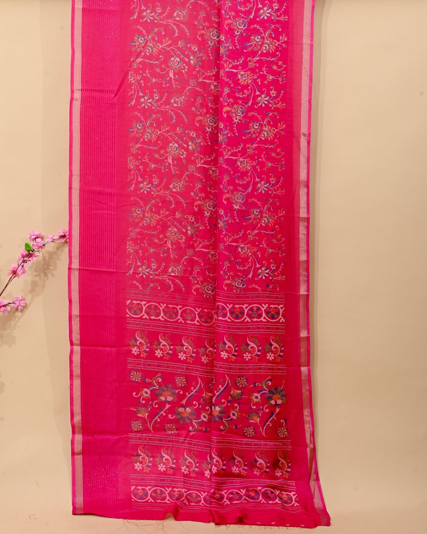 Pink Silk Printed Saree - Shop Vastram