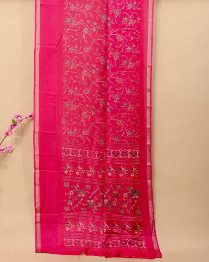 Pink Silk Printed Saree - Shop Vastram