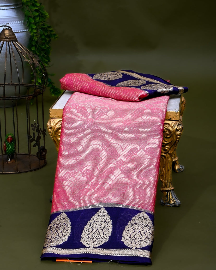 Pink Tissue Banarasi saree - Shop Vastram