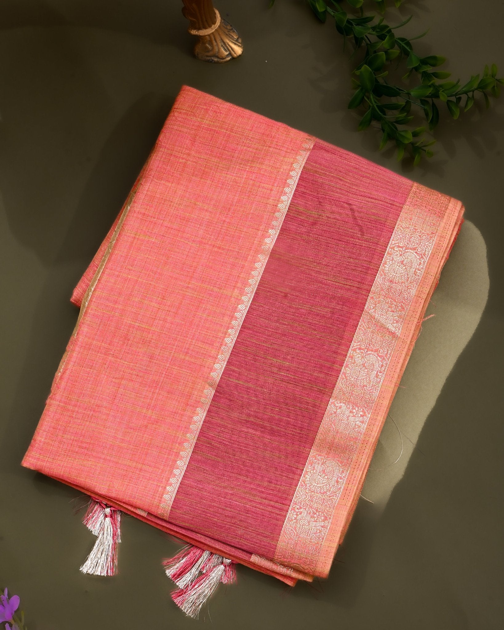 Pink Tissue Banarsi Saree - Shop Vastram