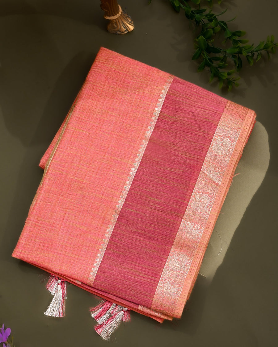 Pink Tissue Banarsi Saree - Shop Vastram