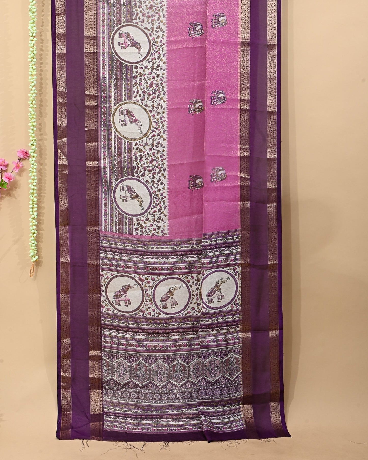 Pink Tissue Printed Saree - Shop Vastram