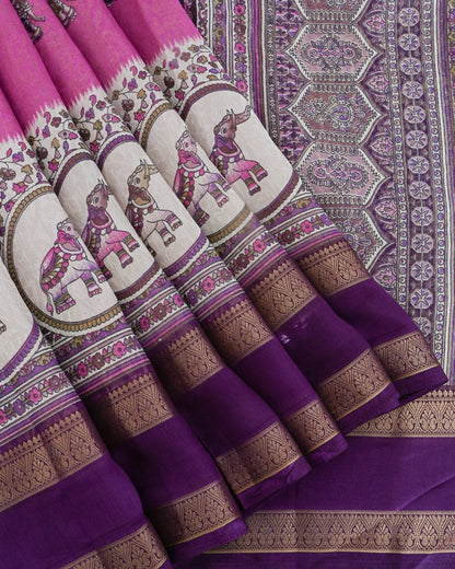Pink Tissue Printed Saree - Shop Vastram