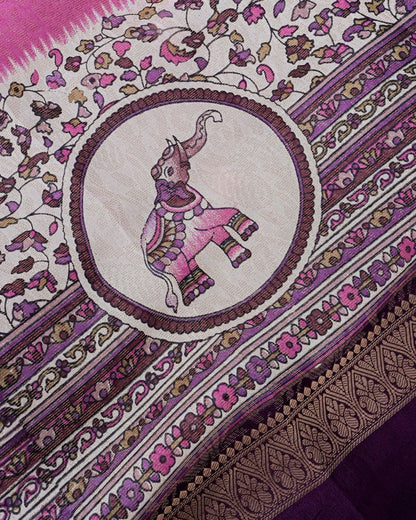 Pink Tissue Printed Saree - Shop Vastram