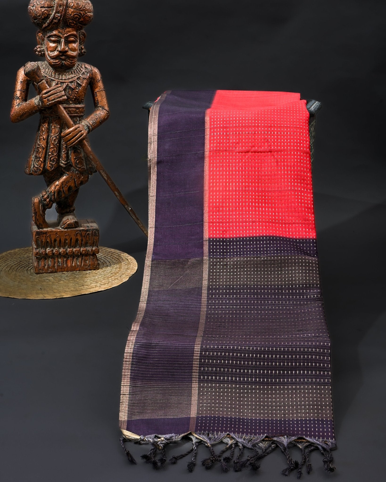 Pink Tusser Banarsi Saree - Shop Vastram