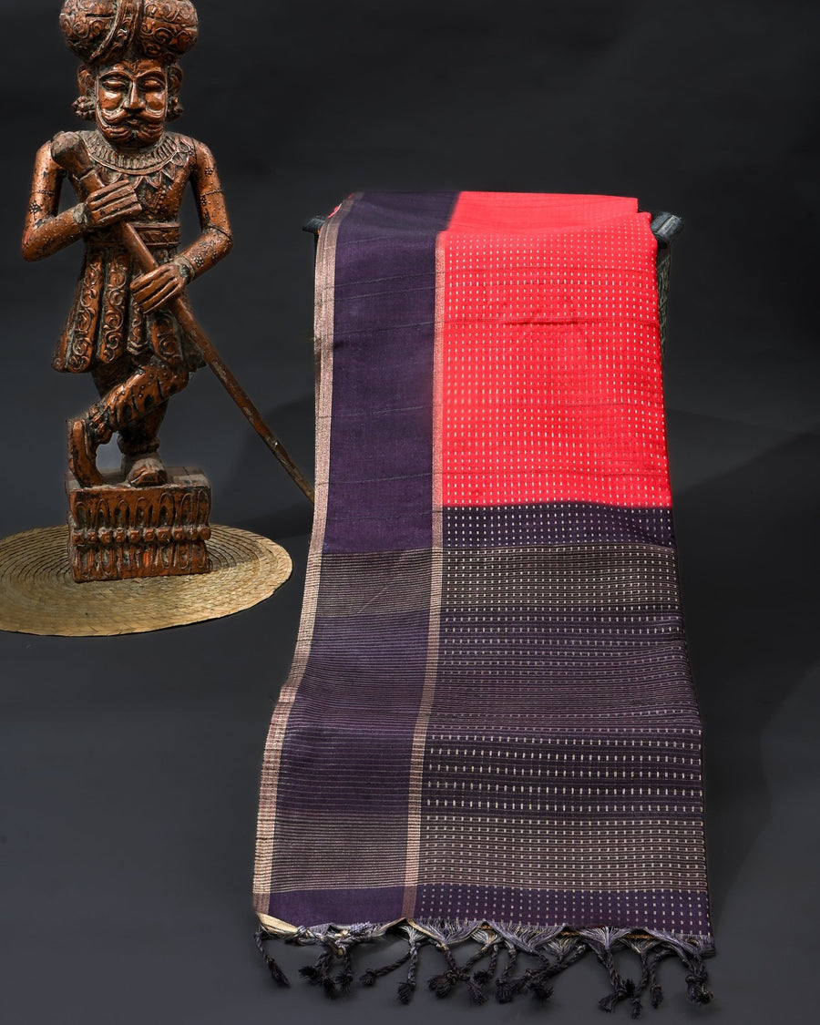 Pink Tusser Banarsi Saree - Shop Vastram