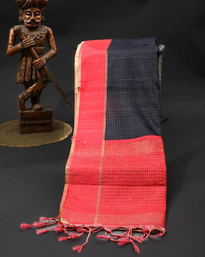 Pink Tusser Banarsi Saree - Shop Vastram