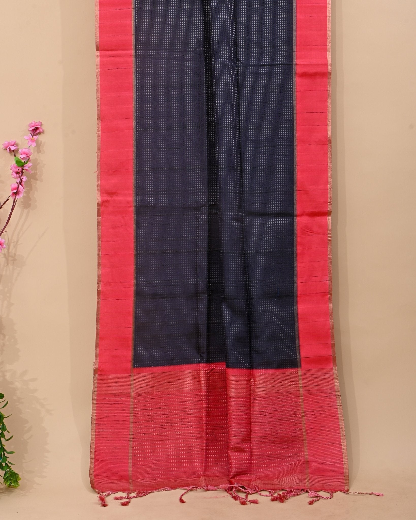 Pink Tusser Banarsi Saree - Shop Vastram