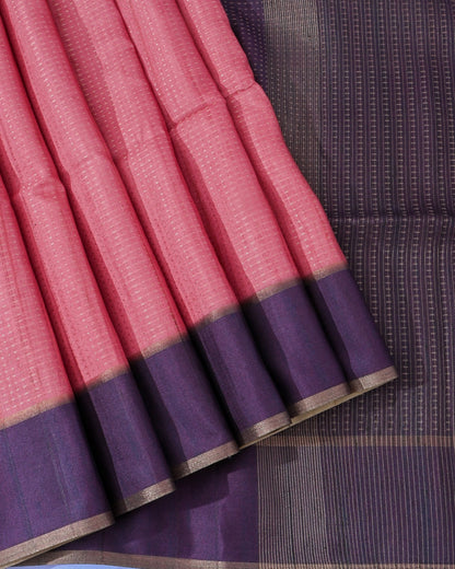 Pink Tusser Banarsi Saree - Shop Vastram