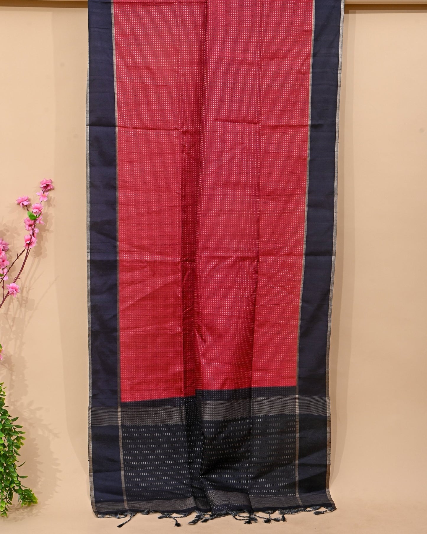 Pink Tusser Banarsi Saree - Shop Vastram
