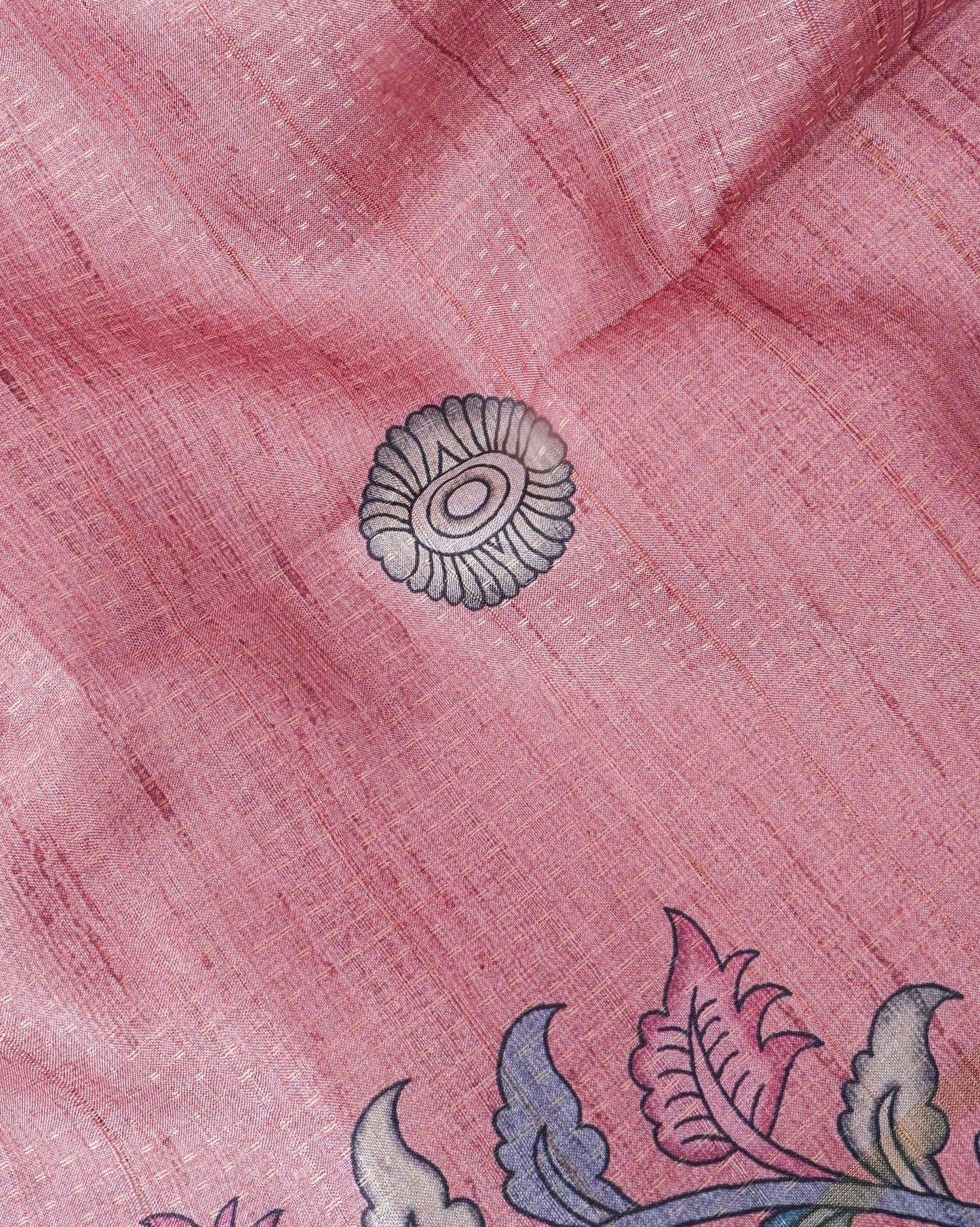Pink Tusser Printed Saree - Shop Vastram