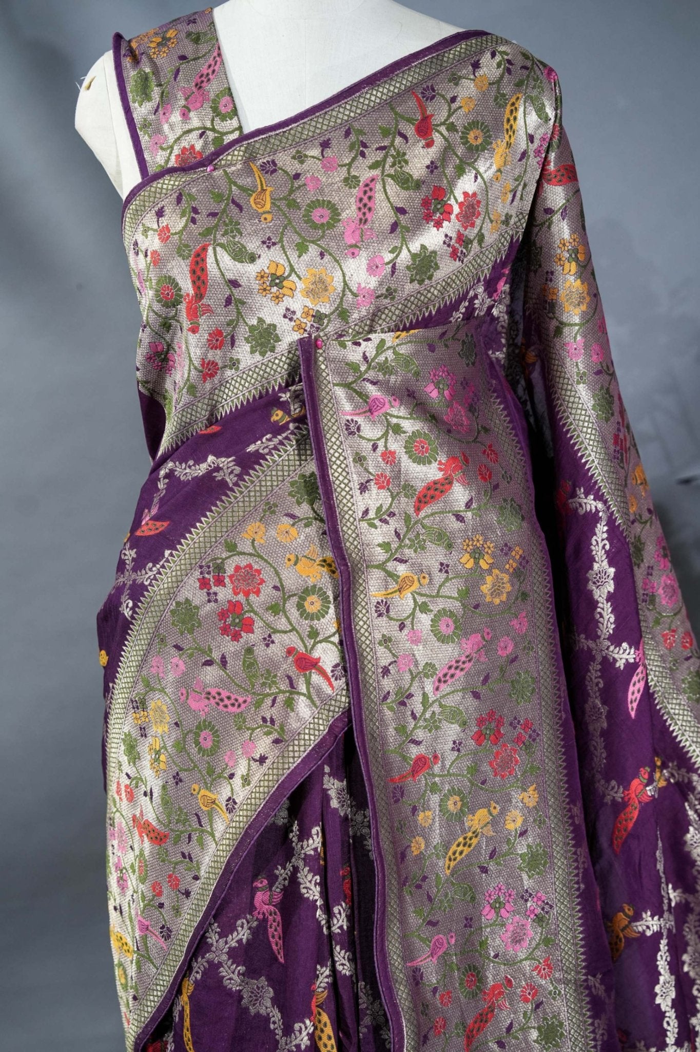 Purple Banarasi Dupion Saree - Shop Vastram