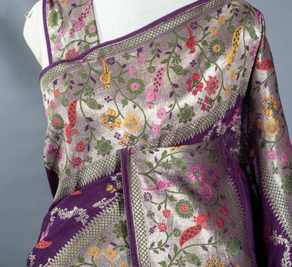 Purple Banarasi Dupion Saree - Shop Vastram