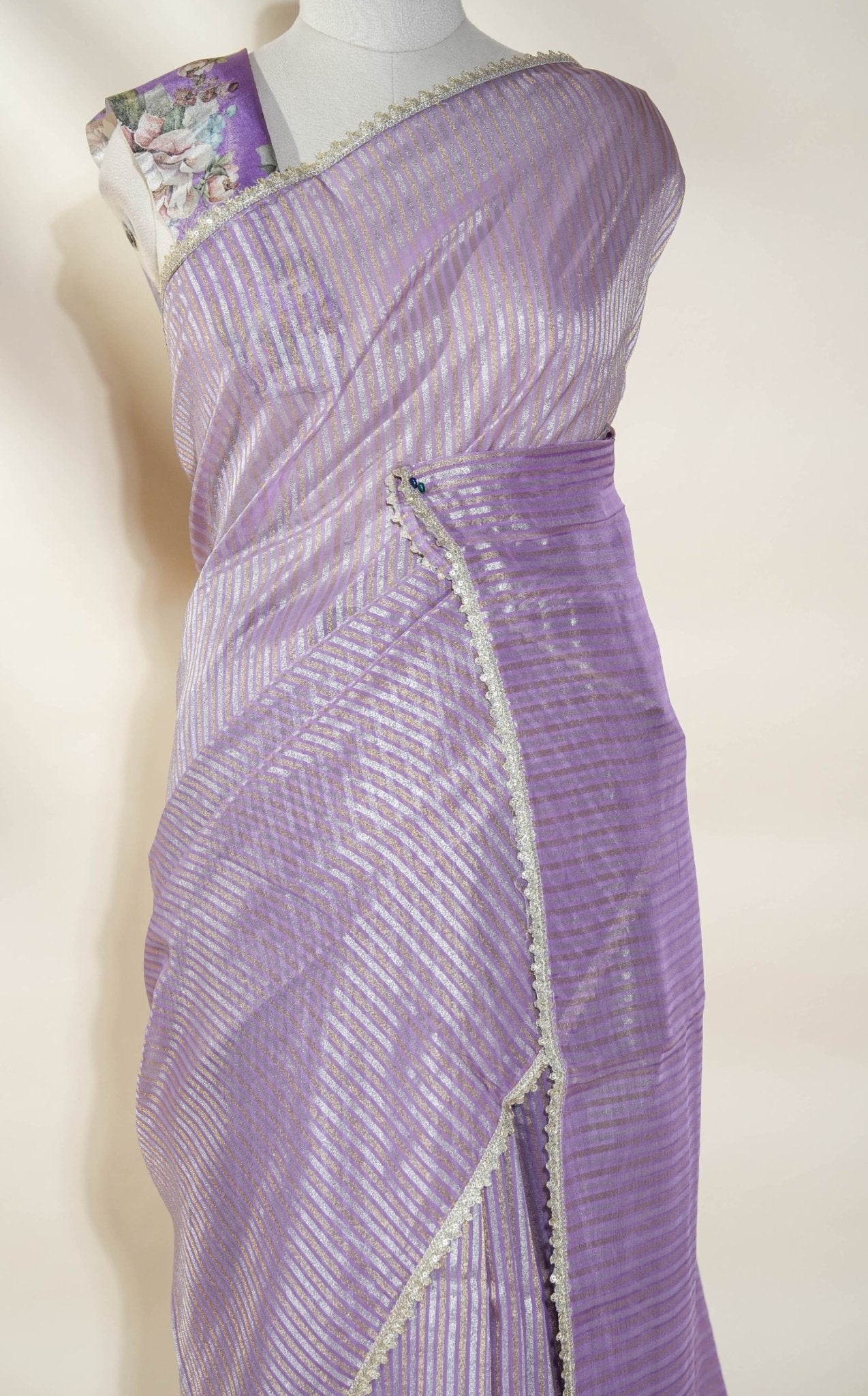 Purple Banarasi Organza Saree - Shop Vastram