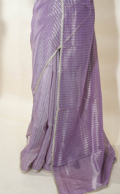 Purple Banarasi Organza Saree - Shop Vastram