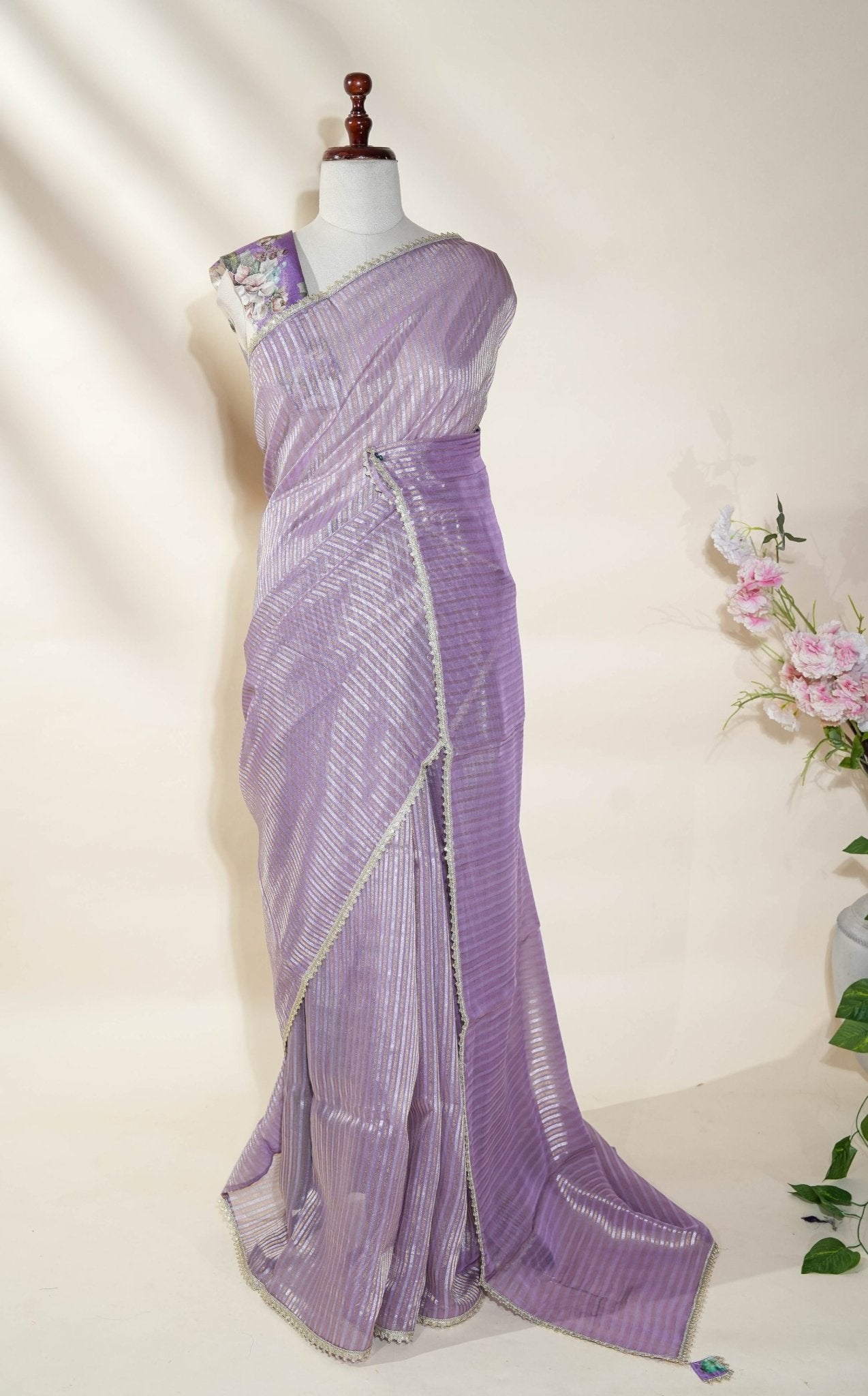 Purple Banarasi Organza Saree - Shop Vastram