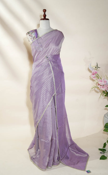 Purple Banarasi Organza Saree - Shop Vastram