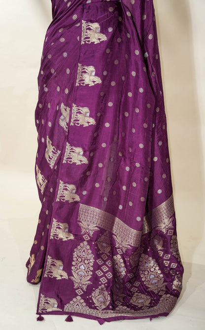 Purple Banarasi Tissue Saree - Shop Vastram