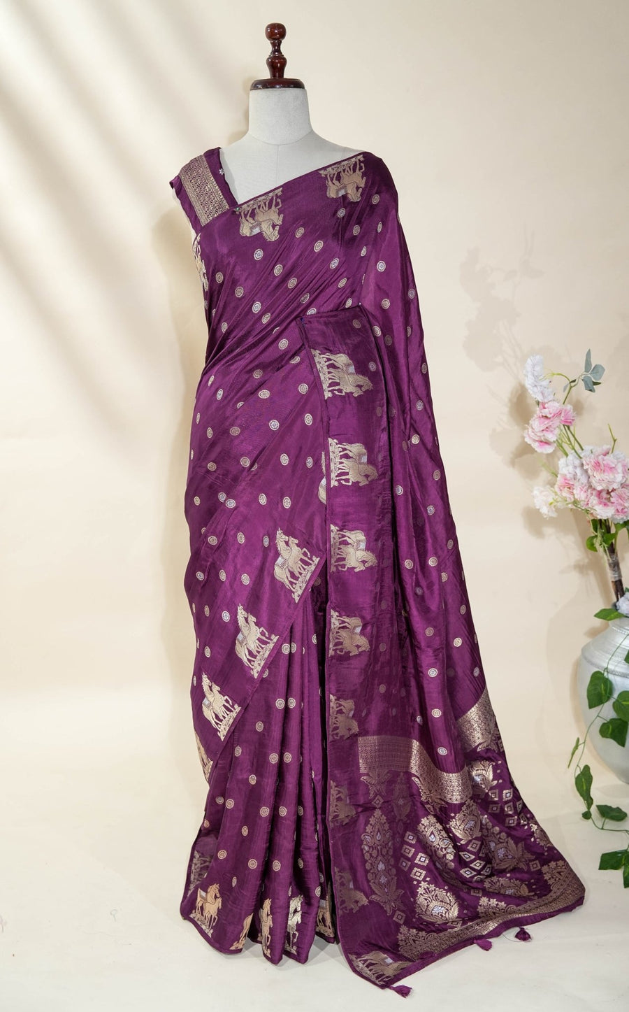 Purple Banarasi Tissue Saree - Shop Vastram
