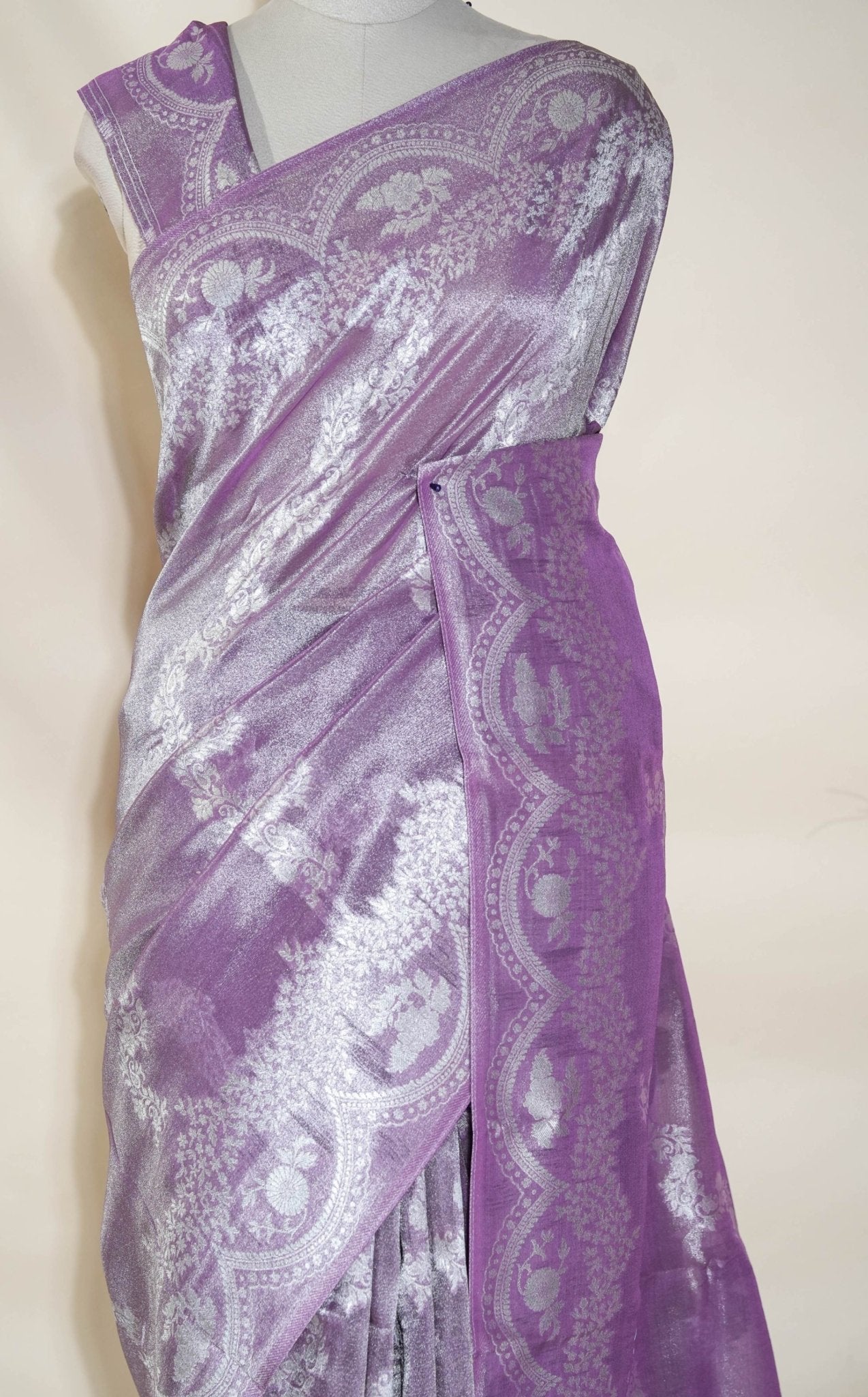 Purple Banarasi Tissue Saree - Shop Vastram