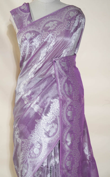 Purple Banarasi Tissue Saree - Shop Vastram