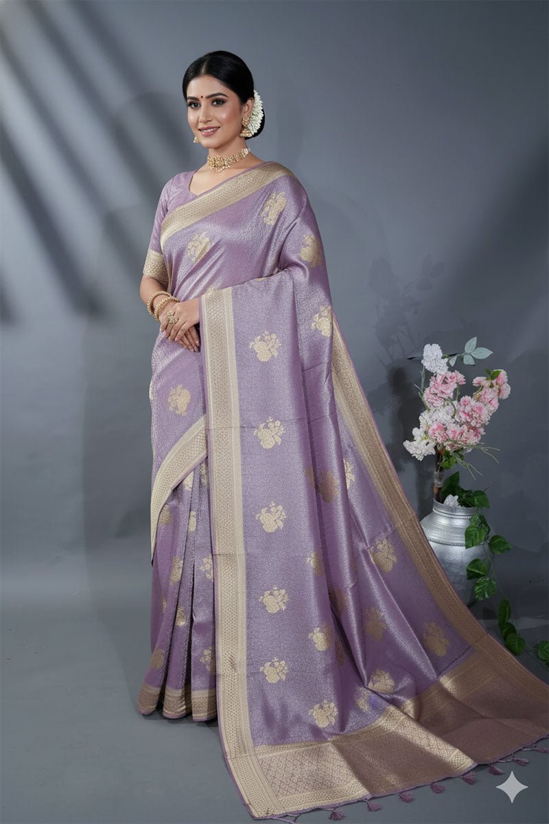 Purple Banarasi Tissue Saree - Shop Vastram