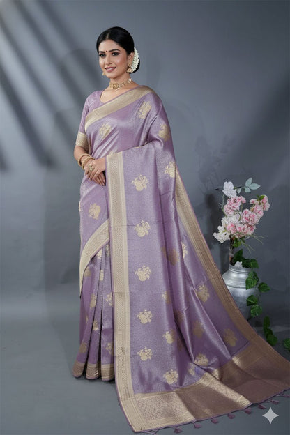 Purple Banarasi Tissue Saree - Shop Vastram