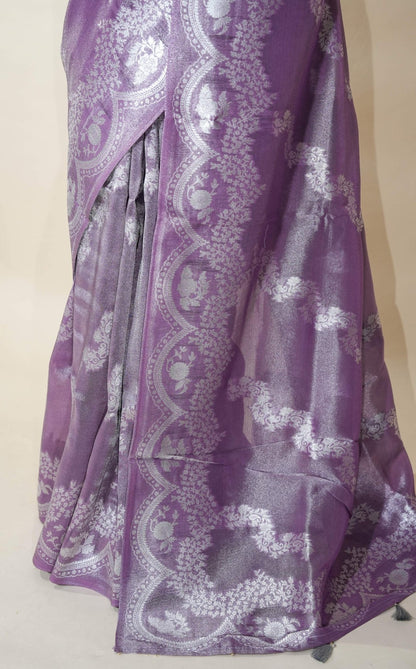 Purple Banarasi Tissue Saree - Shop Vastram