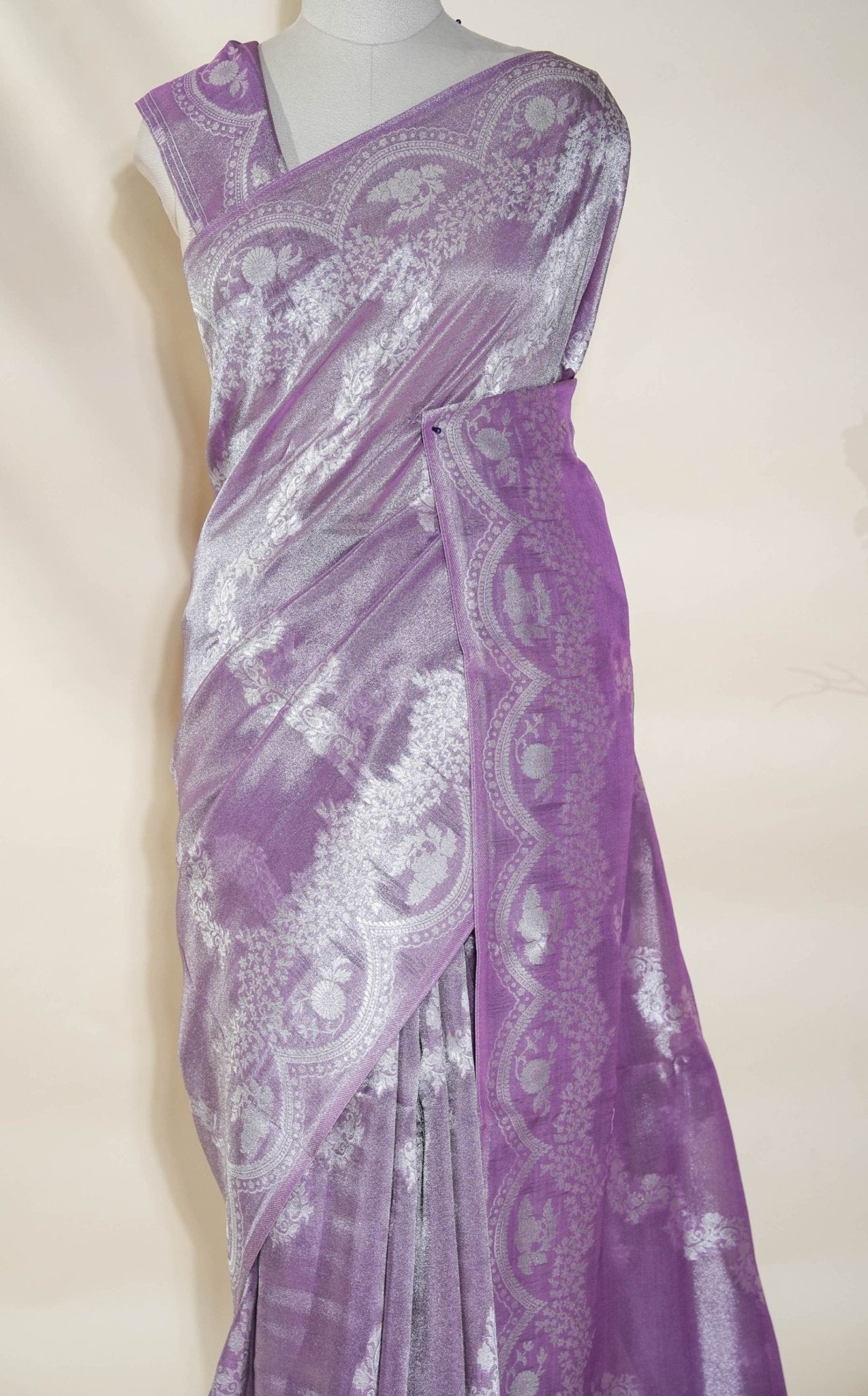 Purple Banarasi Tissue Saree - Shop Vastram