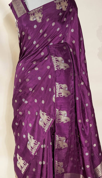 Purple Banarasi Tissue Saree - Shop Vastram