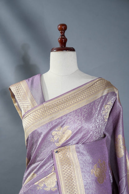 Purple Banarasi Tissue Saree - Shop Vastram