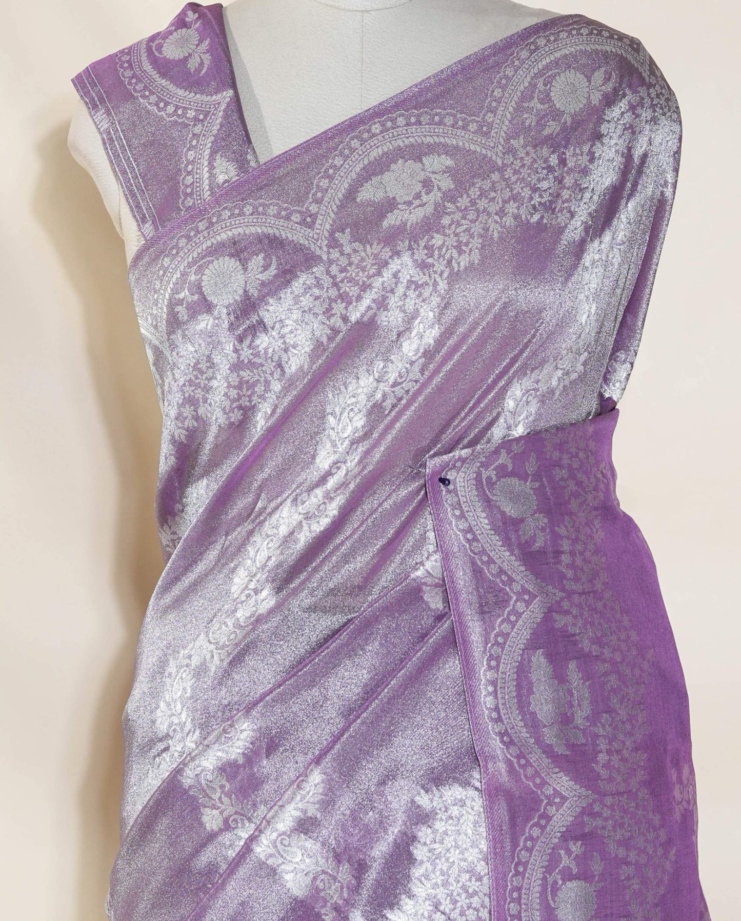Purple Banarasi Tissue Saree - Shop Vastram