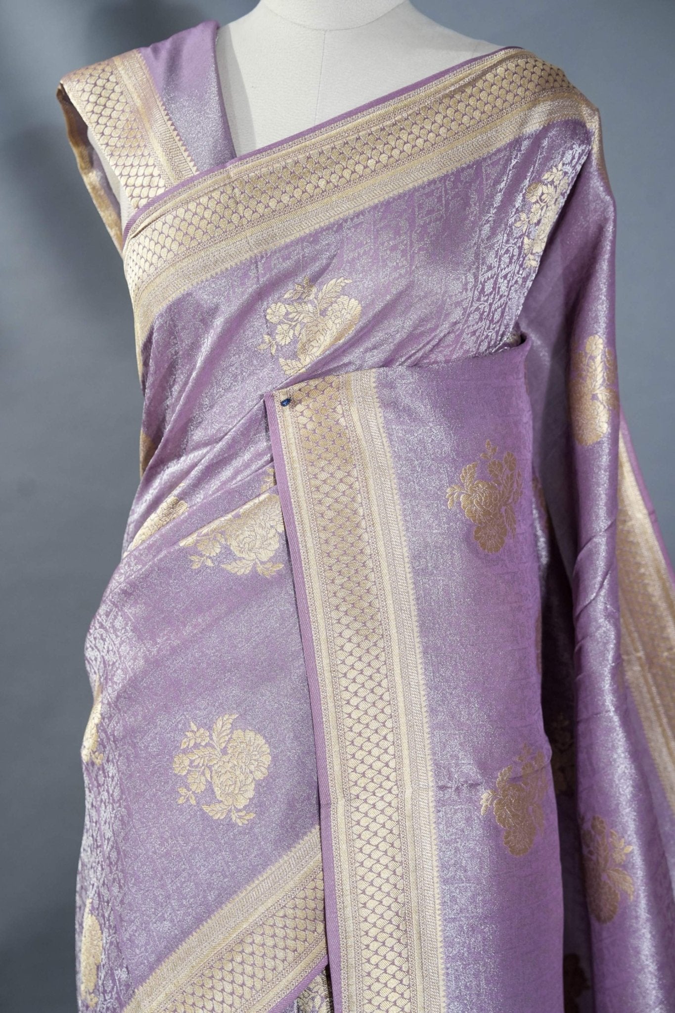 Purple Banarasi Tissue Saree - Shop Vastram